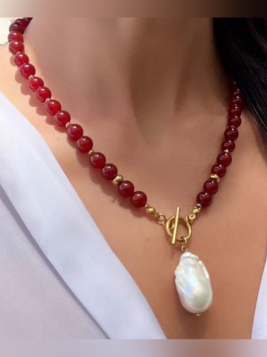 Anthropologie Jewelry - Red Beaded Necklace N2097